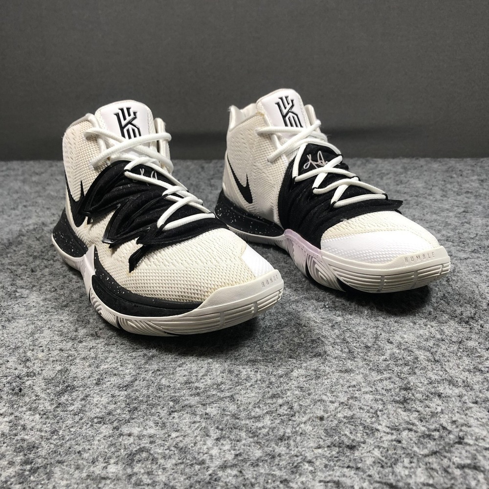 Nike Kyrie 5 Shoes Mens Size 9 White Black Mesh Basketball Sneakers CN9519-100